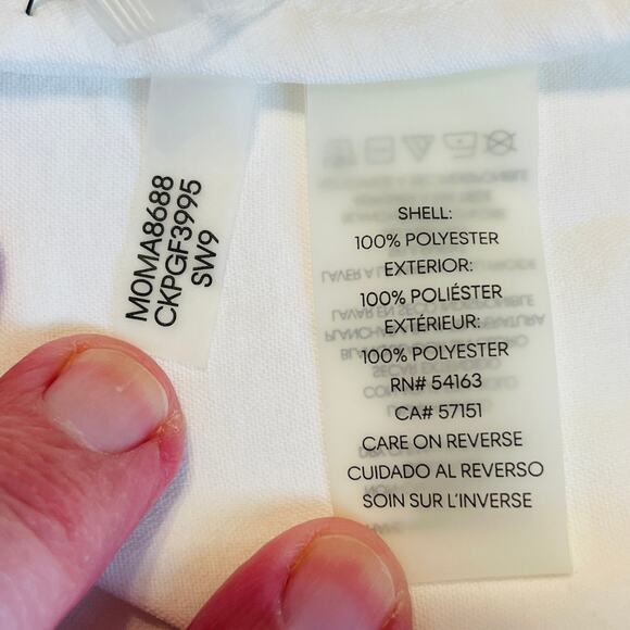 Calvin Klein Ivory V-Neck Long Balloon Sleeve Sheer Flowy Career Blouse Top XL - Picture 9 of 12